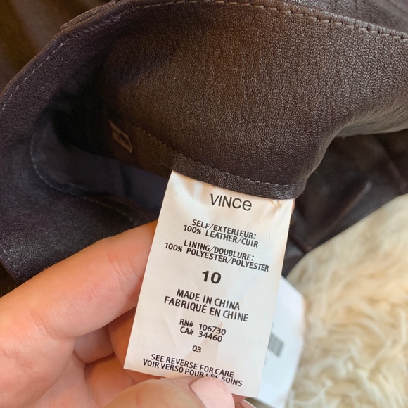 ❌SOLD❌Vince Lambskin Leather Zip Detail Leggings - Picture 3 of 8